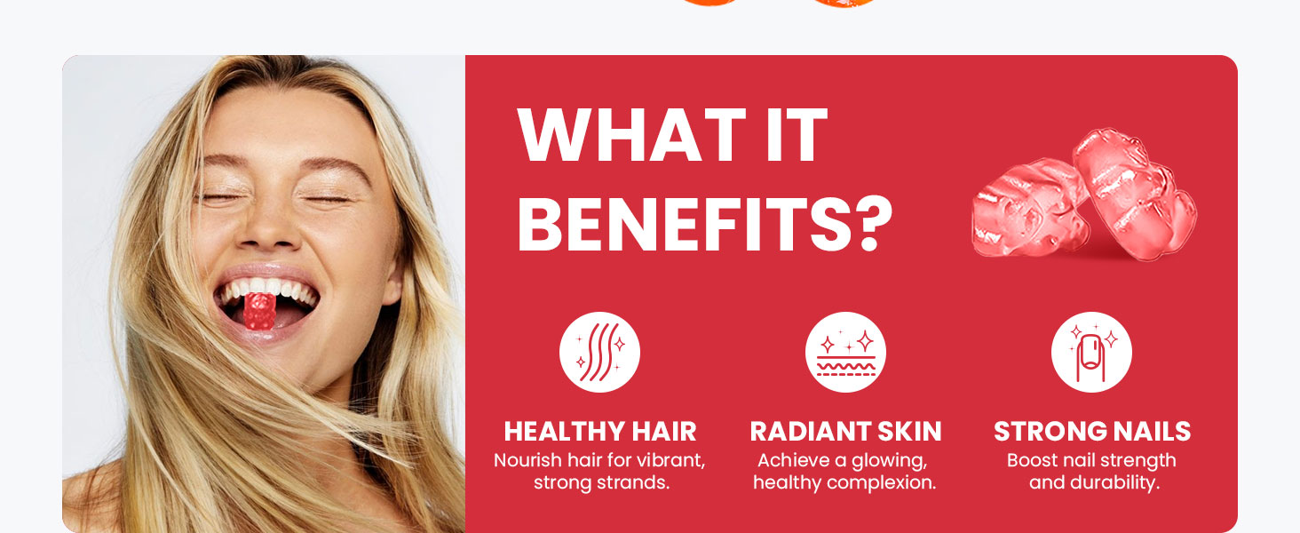 10,000mcg Biotin Supports hair, nails, and skin.
