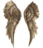 WHW Whole House Worlds Decorative Grand Angel Wings, 2 Piece Set, Vintage Style, Antique Golden G...