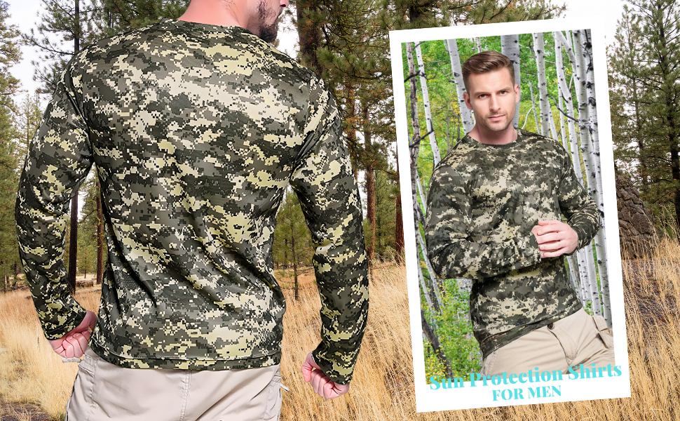 Men'S Long Sleeve Sun Protection Shirts Lightweight Hunting Shirt Quick Dry Fishing Hoodie