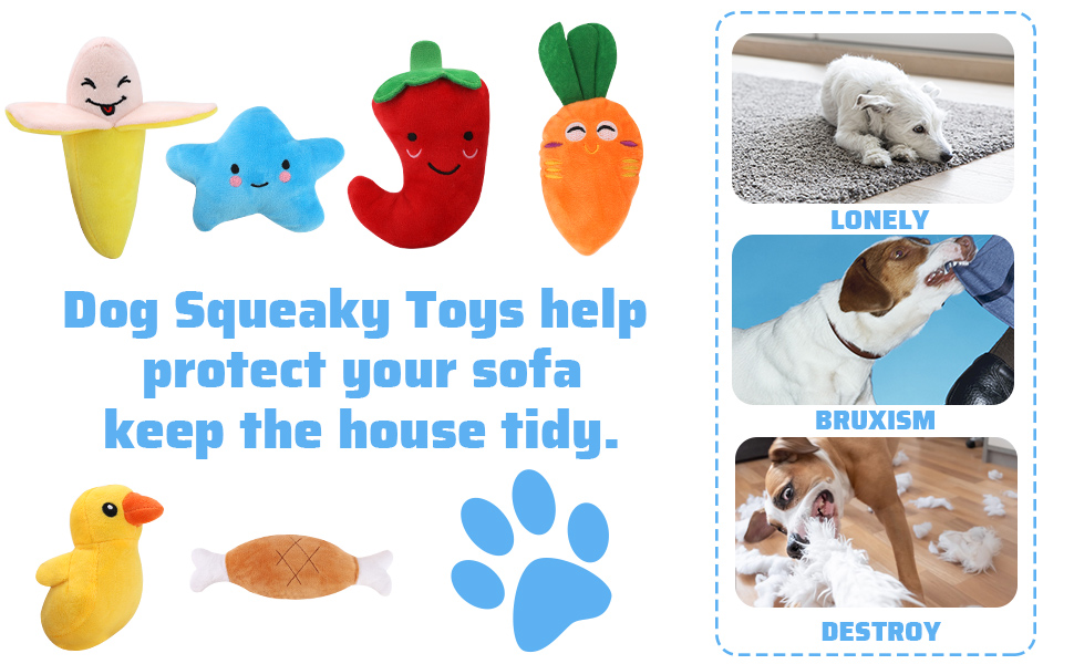8 Pack Puppy Toys,Dog Squeaky Toys,Small Dog Interactive Teething Plush Soft Chew Toy,Fruit Vegetable Animals Interacting Pet Teddy Toy, Dog Companion Puppy Accessories for Puppies Small Medium Dogs 19 Soft Chew Toy