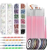 Nail Decorating Design Tools For Adult Women, Keepzi Professional Fingernails Art Rhinestone Acce...