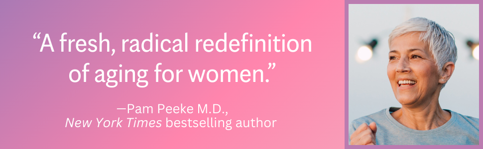 pink background with white text and woman smiling