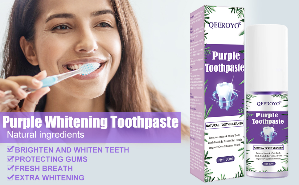 Teeth Whitening Toothpaste, Purple Toothpaste, Purple Teeth Whitening
