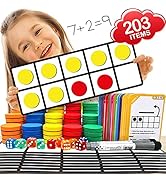 Magnetic Ten Frame Set: 8 Durable Ten-Frames + 100 Colorful Counters + 80 Math Flash Cards + 10 D...