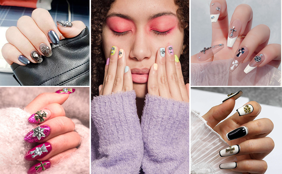 Cross Nail Charm Y2K for Acrylic 62PCS Handicrafts 3D Nail