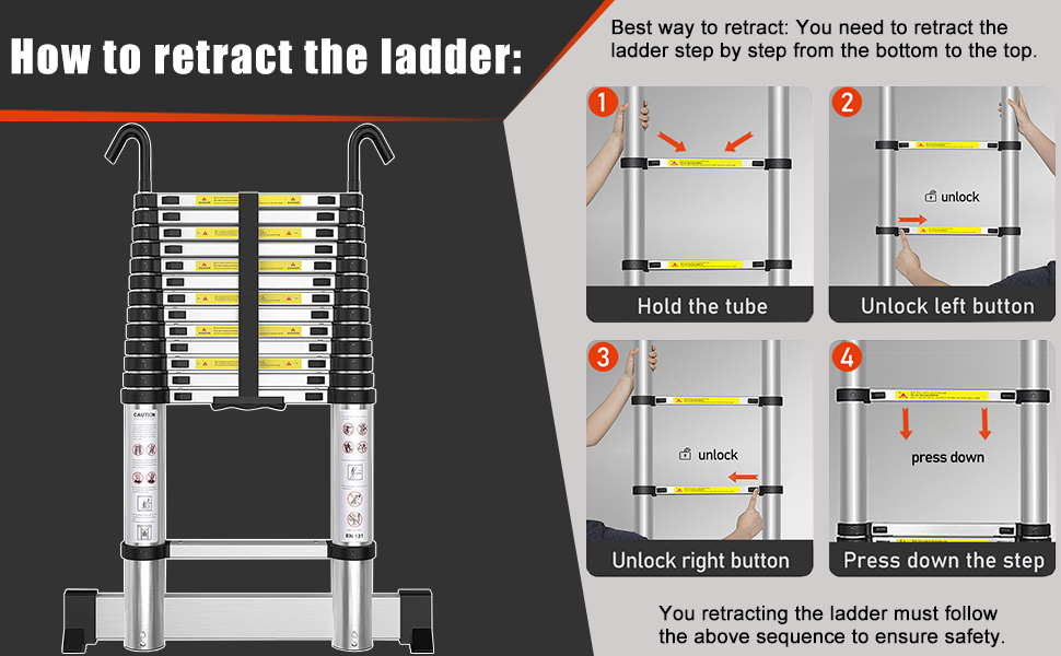 ARCHOM Telescoping Ladder: how to retract the ladder