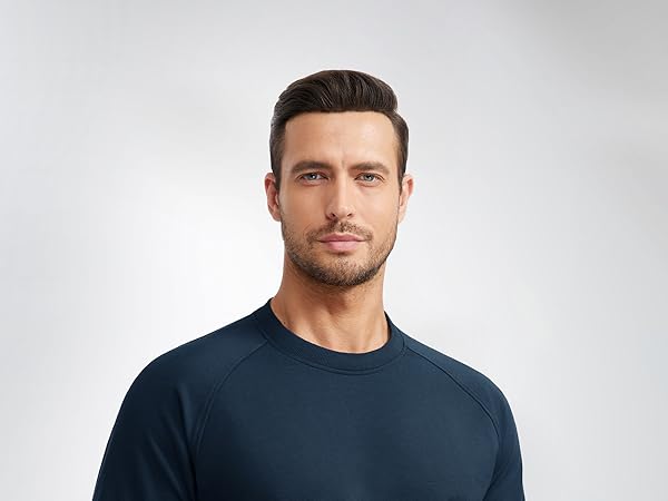 CRZ YOGA Mens Crewneck Sweatshirts French Terry Athletic Workout