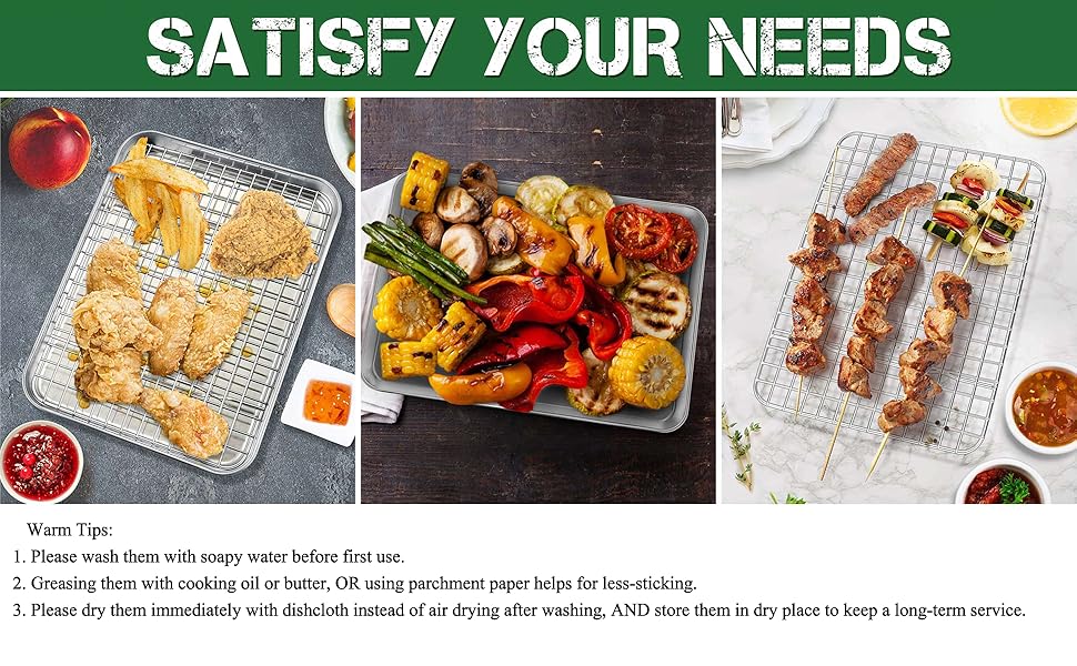 9 Inch Toaster Oven Pan and Rack, P&P CHEF Stainless Steel