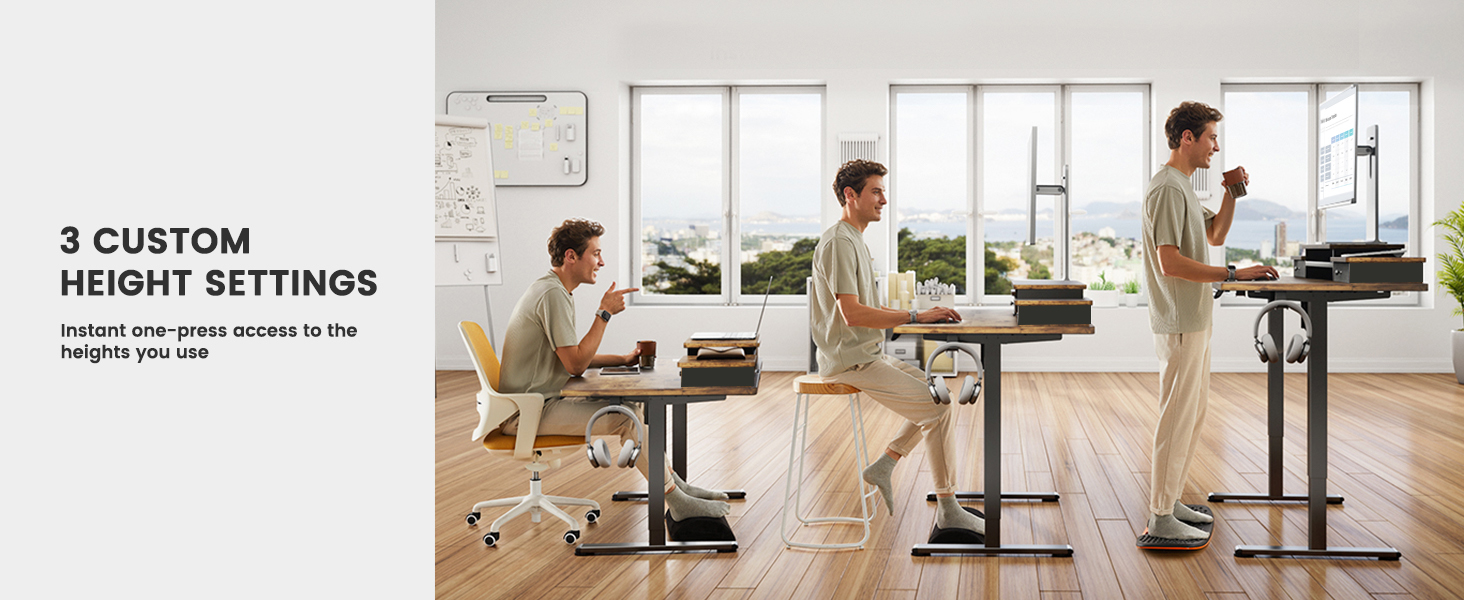 ErGear Electric Standing Desk with Double Drawers, 55x28