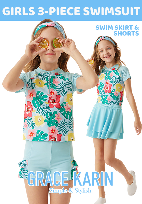 girls 3PCS swimsuit