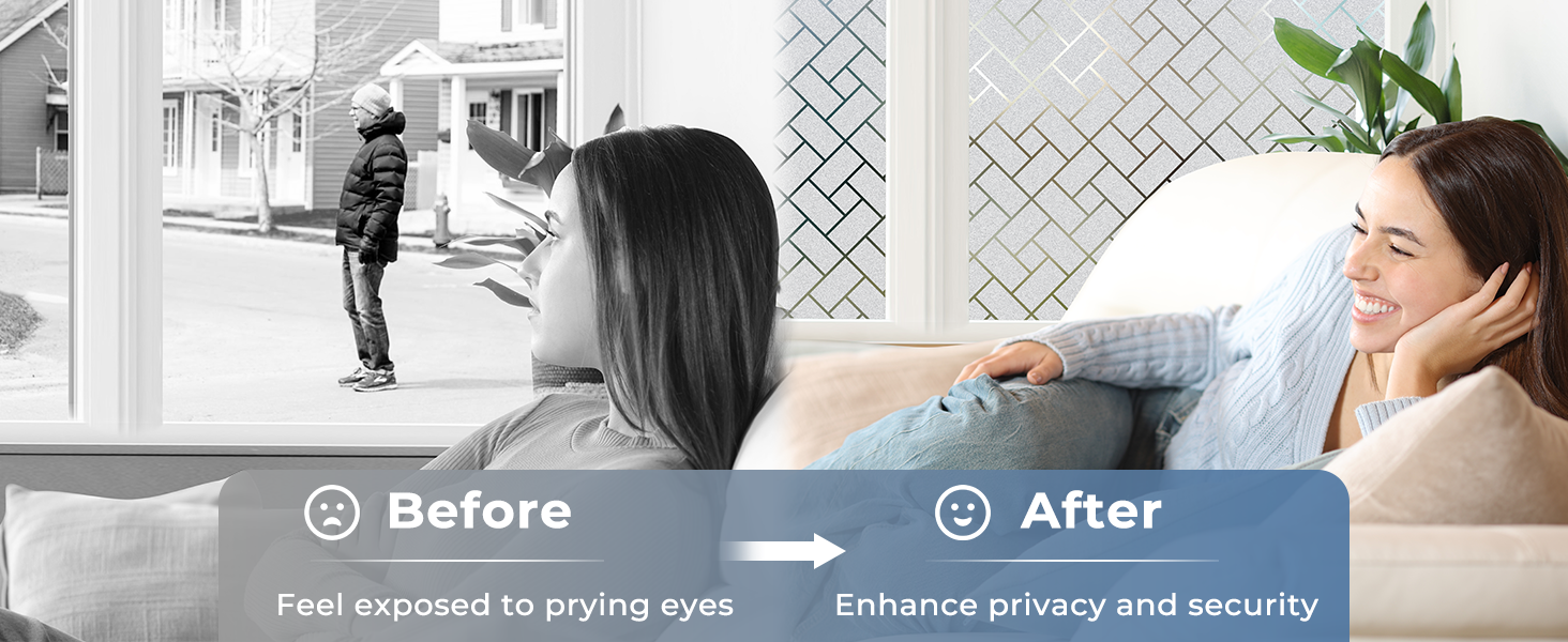 Window Glass Film for Privacy, Self Adhesive Window Sticker, Sun Blocking Sticker Frosted Glass Film for Windows, bathrooms, Office Cabins, Living Rooms - Frosted Arrow, 24 X 175 Inchs
