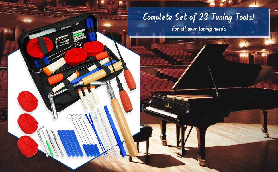 23 Pcs Professional Piano Tuning Kit, Piano Tuner Tool Set
