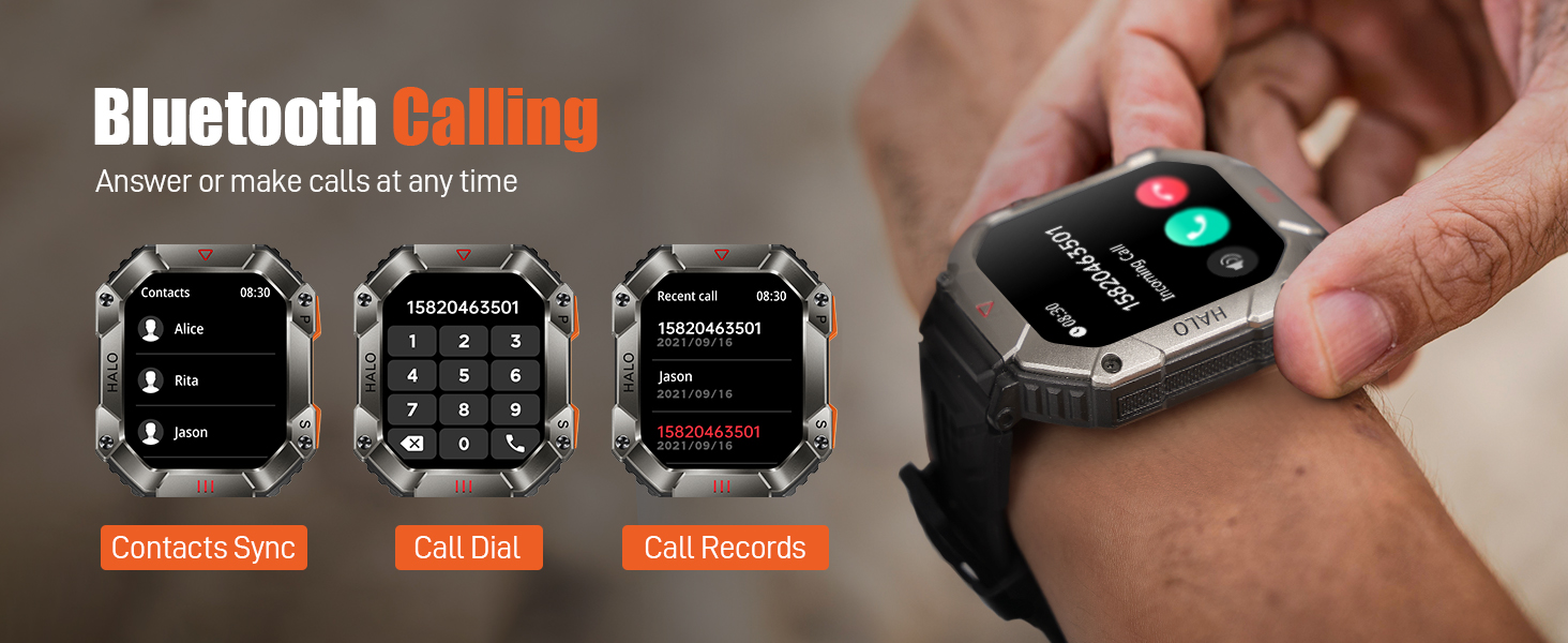 WATERPROOF SMART WATCH WITH BLUETOOTH CALL