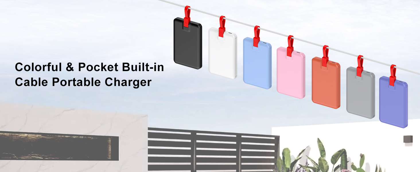 Portable Charger with Built in Cable