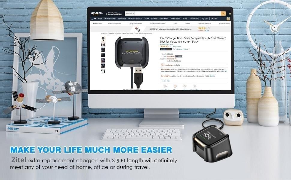 SPN-BFC Charger Dock Cable Compatible with Fitbit Versa 2