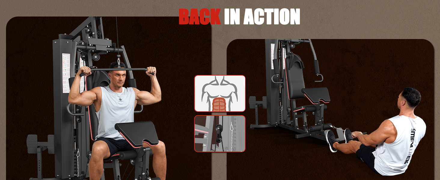Adjustable seat and backrest on ActiveTrail multifunctional home gym