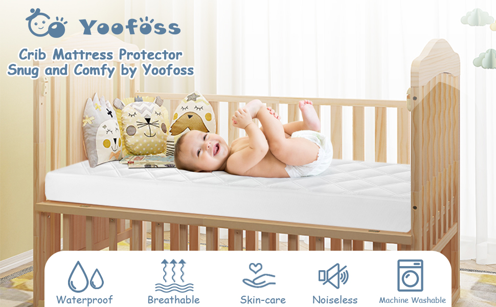 Yoofoss Waterproof Crib Mattress Protector 2 Pack, Quilted