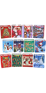 12 Christmas Painting Style Gift Bags