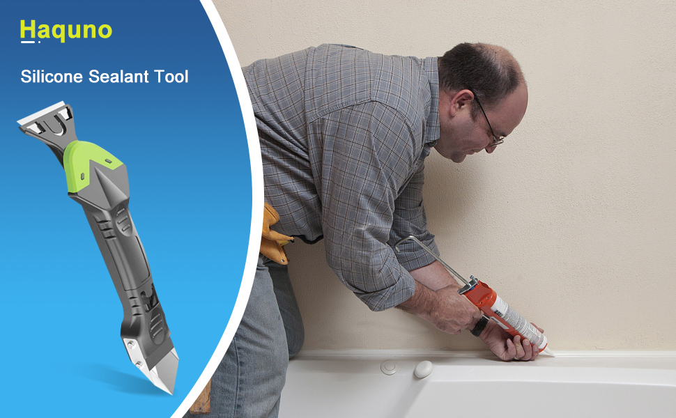 Haquno Silicone Sealant Tool Finishing, Caulking Kit 5 in 1, FOLAI