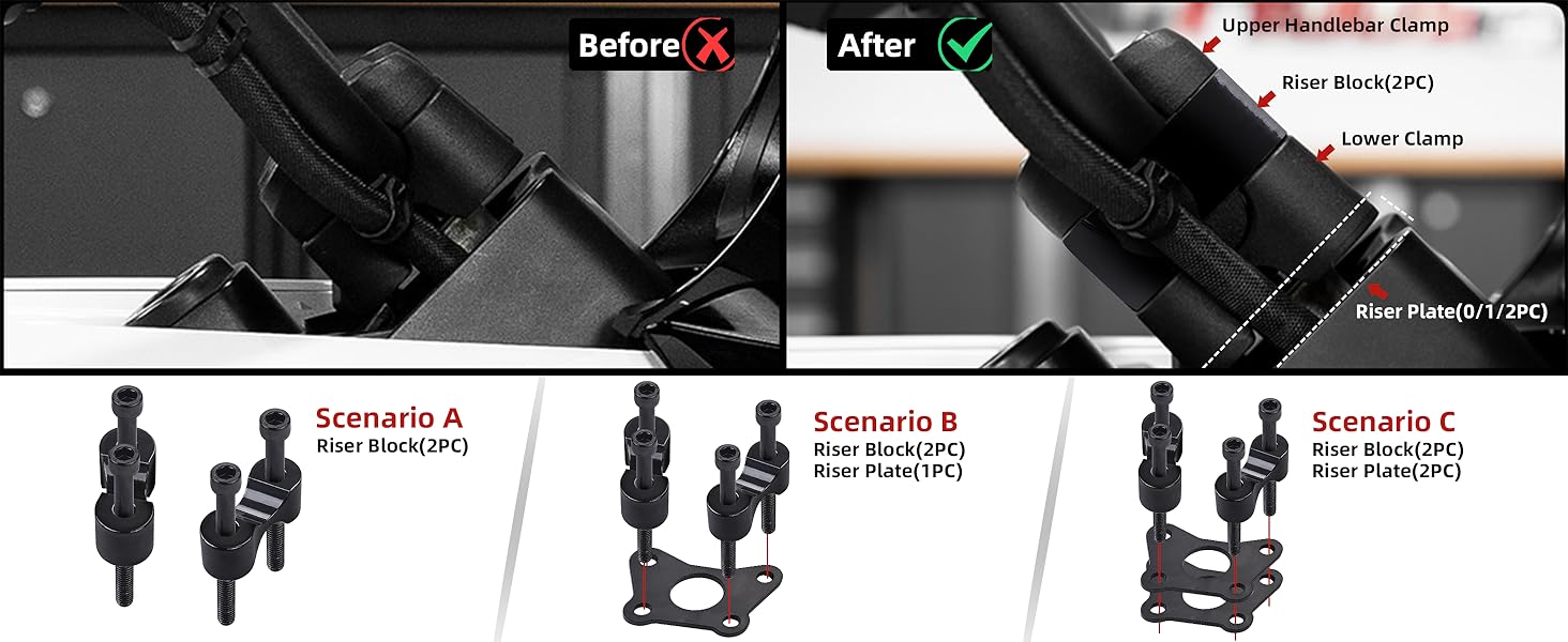 Black For Can Am Spyder Handlebar Riser, Sresk Aluminum RT