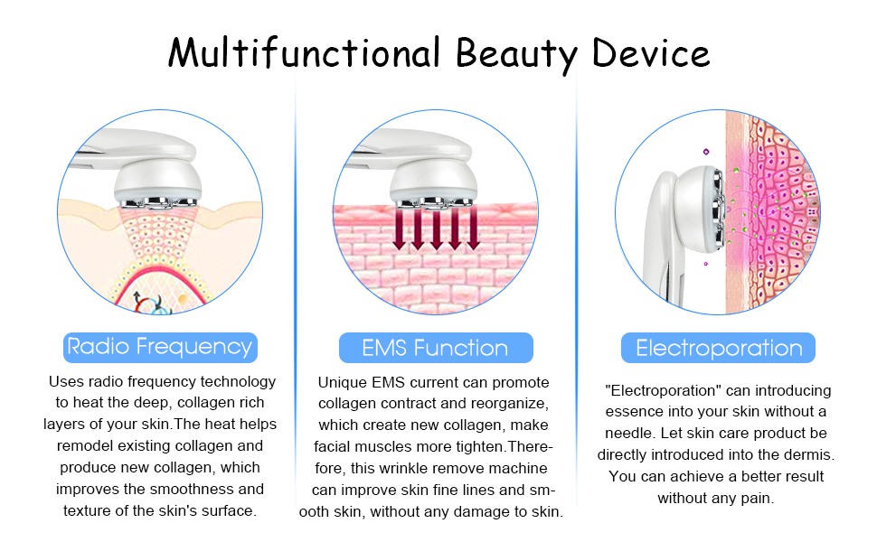 Skin Tightening EMS Colorful LED Light Therapy Skin Toning Machine