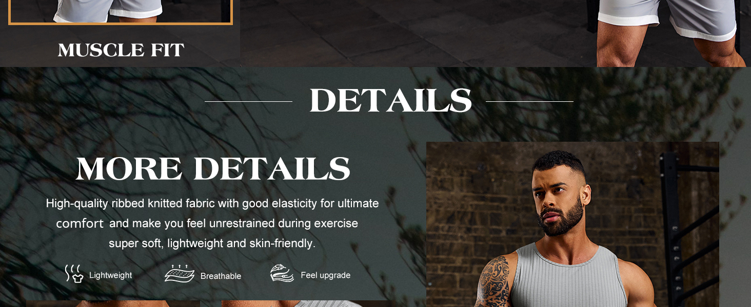 sleeveless ribbed knitted tank tops for men