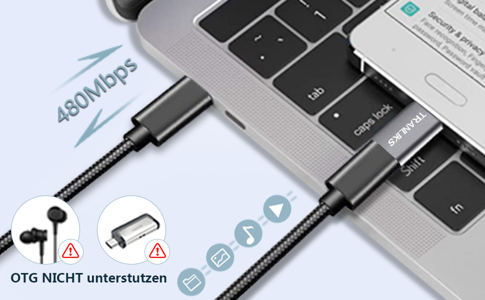 TRANLIKS Adapter USB C auf Micro USB, 5 Pack USB TypeC zu MicroUSB Adapter Unterstützt Fast