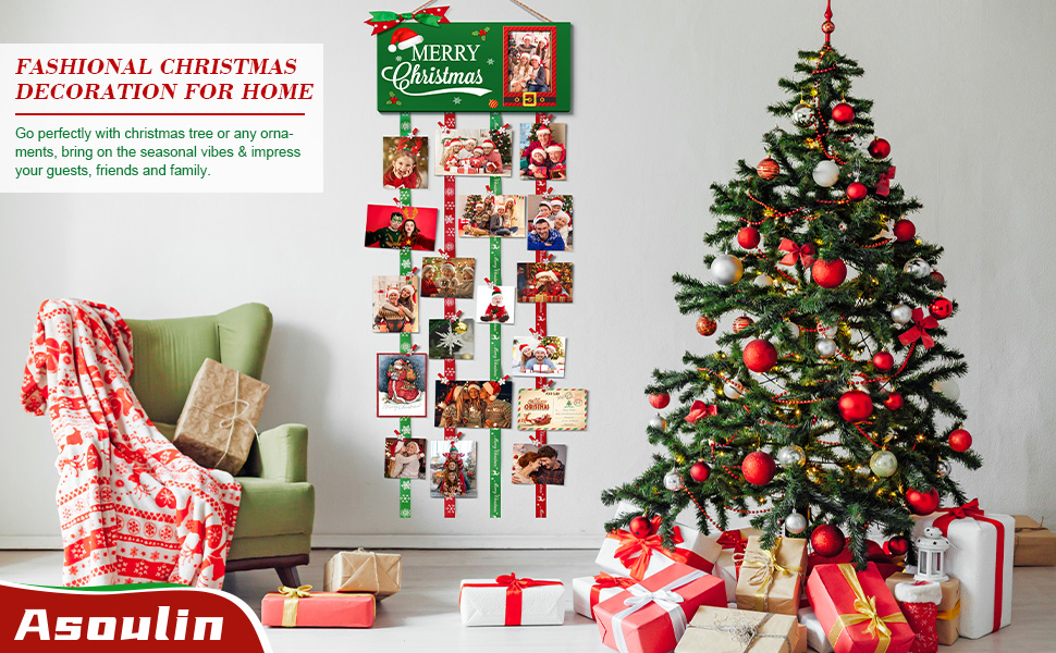 Asoulin Christmas Card Holder Wall Hanging Christmas Card