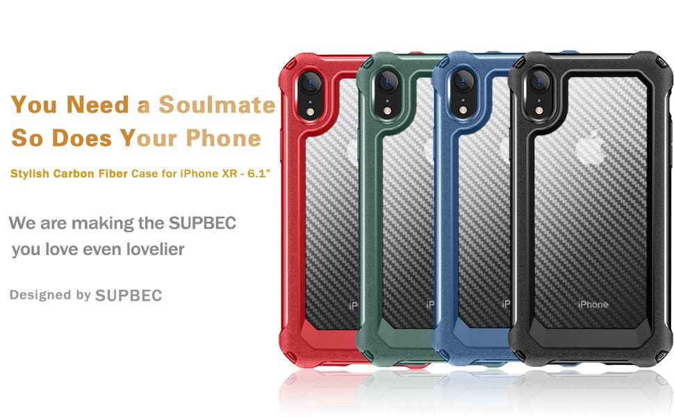 iPhone XR Case, SUPBEC Slim Hard Carbon Fibre Shockproof Protective