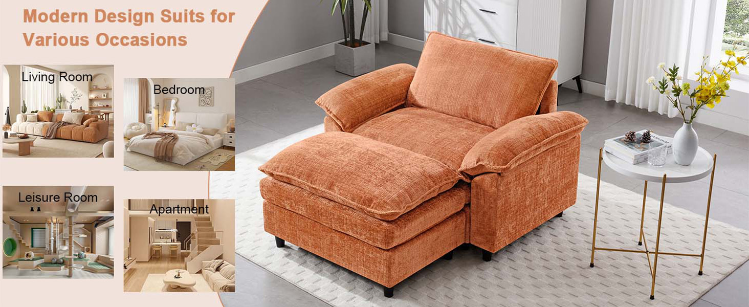 single sofa chair with ottoman