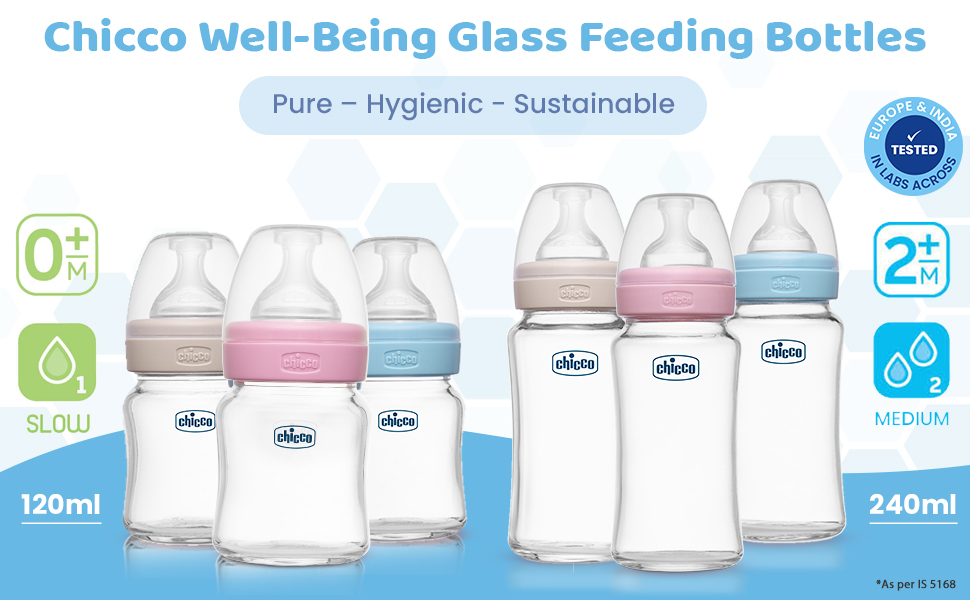 Glass Milk Feeding Bottle for babies, Safe, Pure baby Milk Bottles infants, hygienic, unbreakable