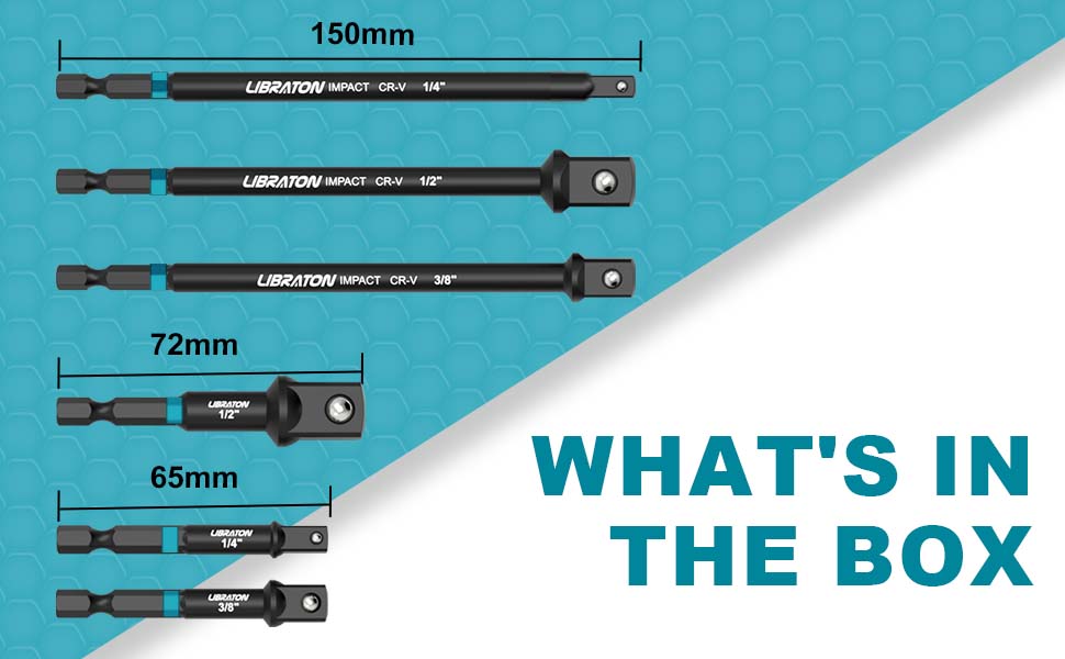 Libraton Impact Grade Socket Adapter Set, 3" & 6", Drill Socket Adapter