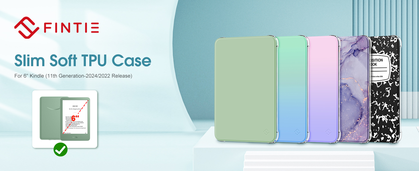 Kindle 2024 2022 11th generation 6 inch lightweight slim case clear tpu flip fold cover