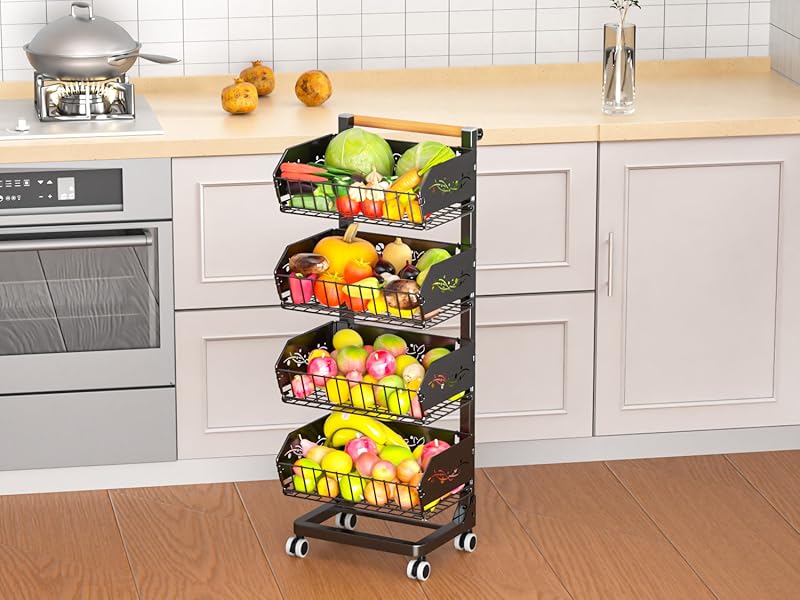 4-Tier Kitchen Snack Cart with Wheels