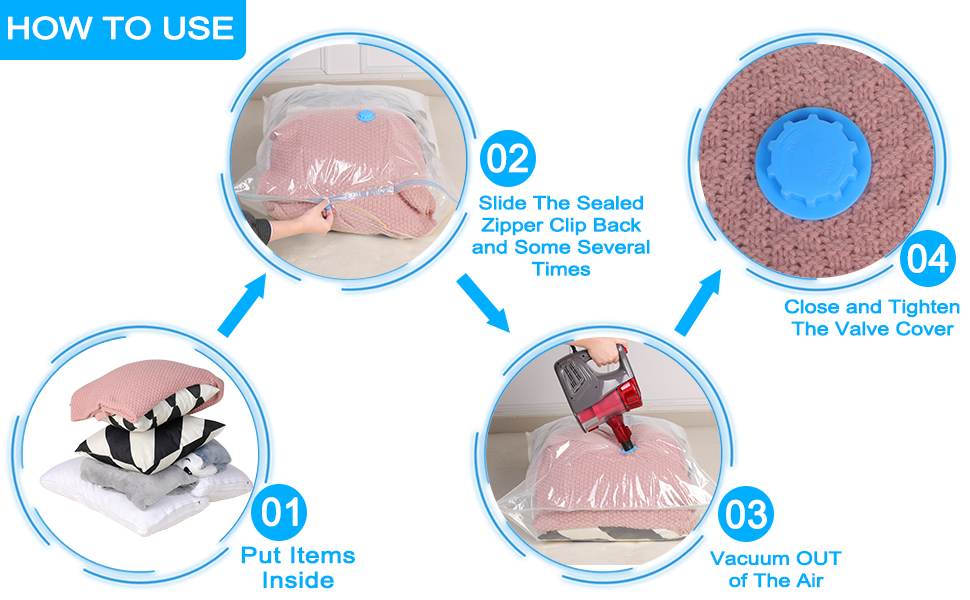 Uhogo Vacuum Storage Bags, 6 Pack Large Vacuum Bags 80x60cm, Double Zip