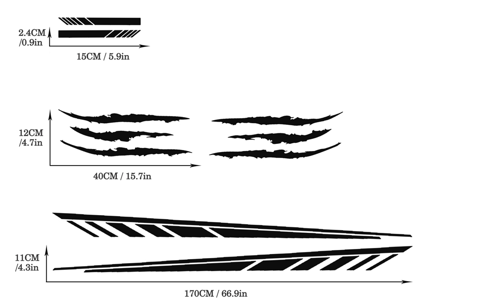 SUNJIKA Vinyl Car Side Body Decals Racing Stripes Sticker Stripe Graphics Side Door