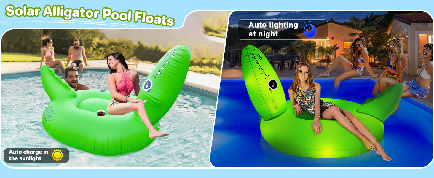 Ciavca Inflatable Pool Floats Adult with Lights, Solar