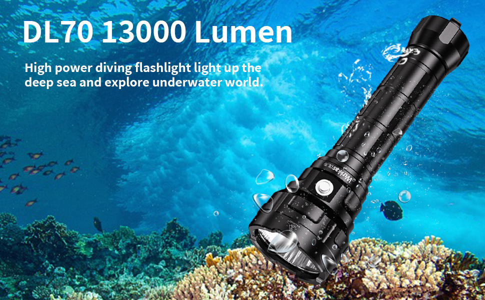 Wurrkos Dive Flashlight Bright Max 13000 Lumen Scuba Diving Light DL70