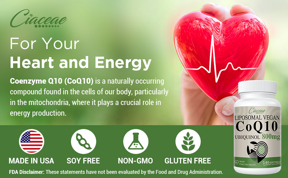 Liposomal CoQ10 800mg Ubiquinol Softgel, Max Absorption