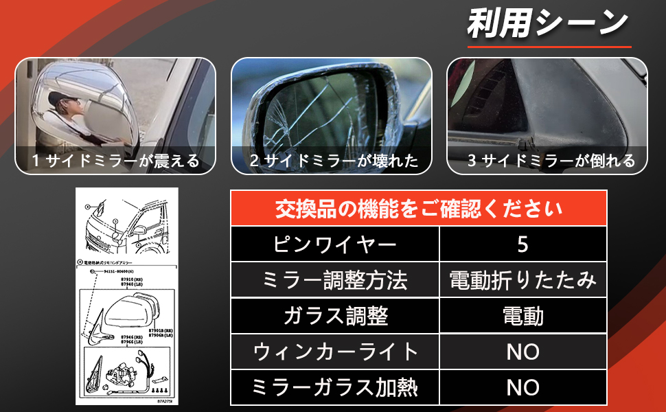 ハイエース　サイドミラー