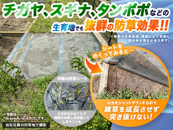 Amazon | 防草シート 耐久年数20～22年 硬い材質のため曲げて