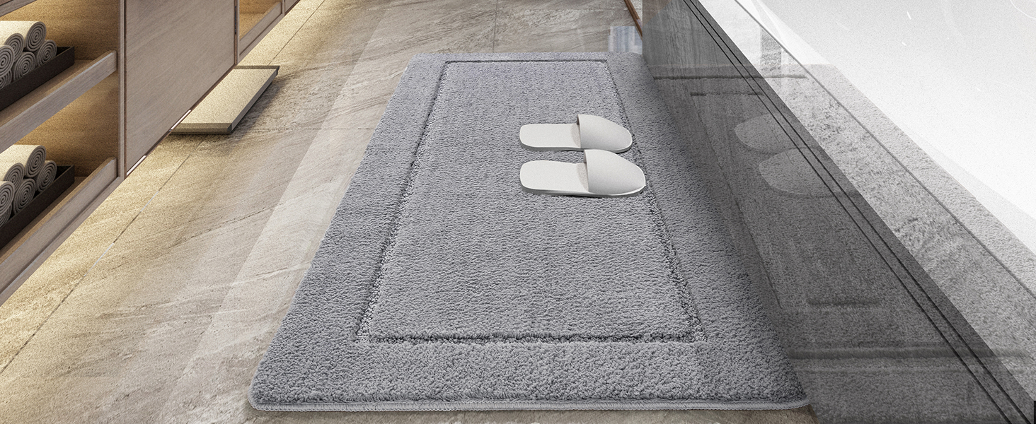 HOMORE Luminous Grey Bathroom Rugs,60x24 inch Non Slip