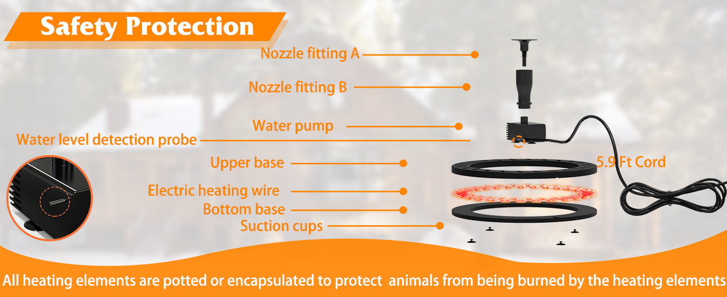 AISITIN 2023 Upgrade Bird Bath Heater with Fountain Pump