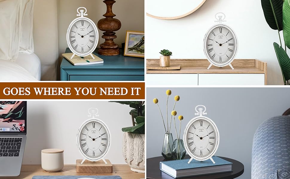 NIKKY HOME Vintage Table Clock, Metal Wh... 16 7388e5e0 4f4d 4f03 a372 305c5b6e5b32. CR0,0,1940,1200 PT0 SX970 V1