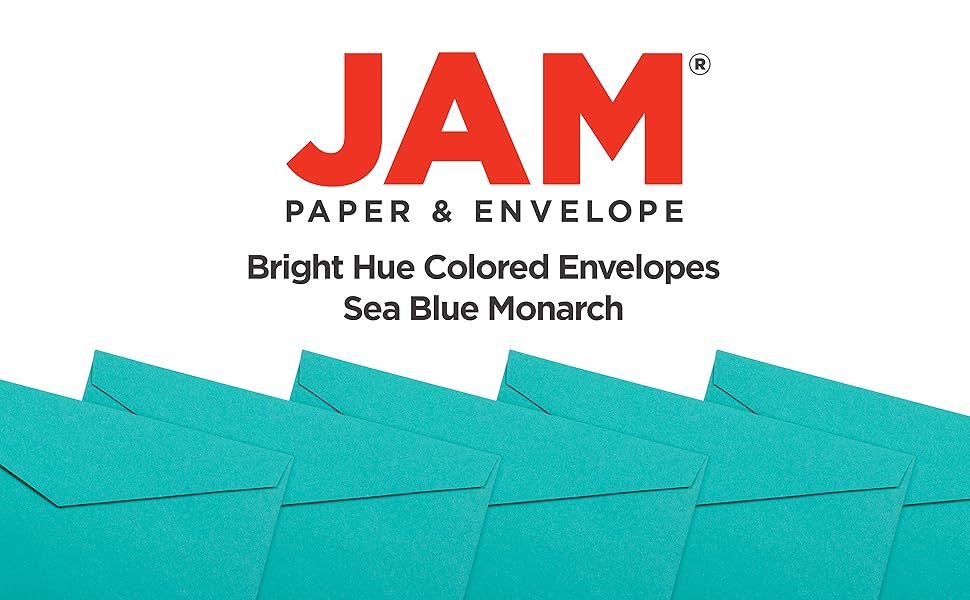 jam paper sea blue monarch colored envelopes