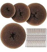 Teenitor Hair Bun Maker, Hair Buns for kids Girls, Hair Donuts, Ballet Bun Maker,4 Size, Light Brown