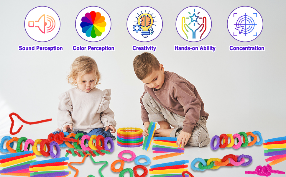 100 Pack Fidget Sensory Toy PopTubes