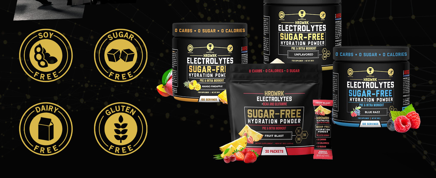 hrdwrk sugar free electrolyte powder packets 5