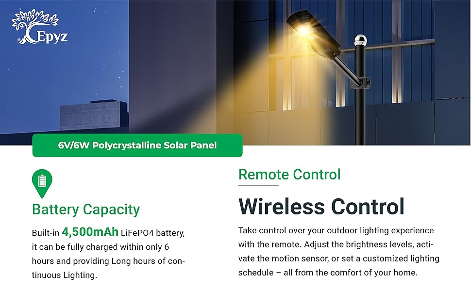 Epyz Watt Solar Street Light Outdoor Remote Motion Sensor Dusk Dawn Garden Street Lawn