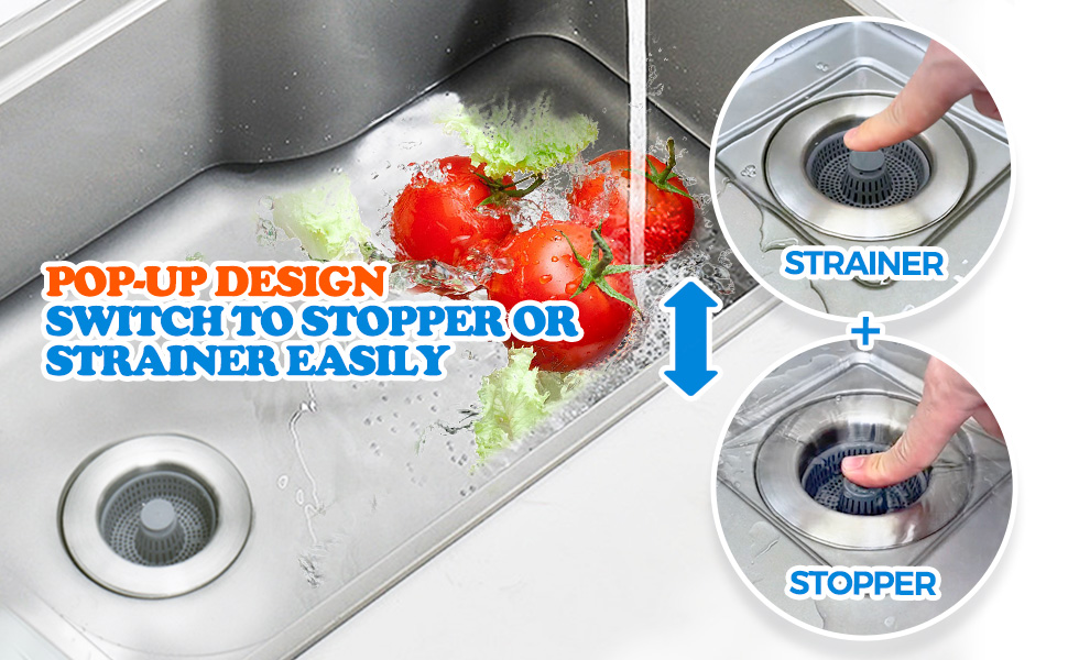 zaa 2 in 1 Kitchen Sink Drain Strainer Stopper,AntiClogging Kitchen